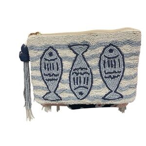 Wandering Moon Blue and White Fish Beaded Clutch Bag Party/Cocktail TikTok viral